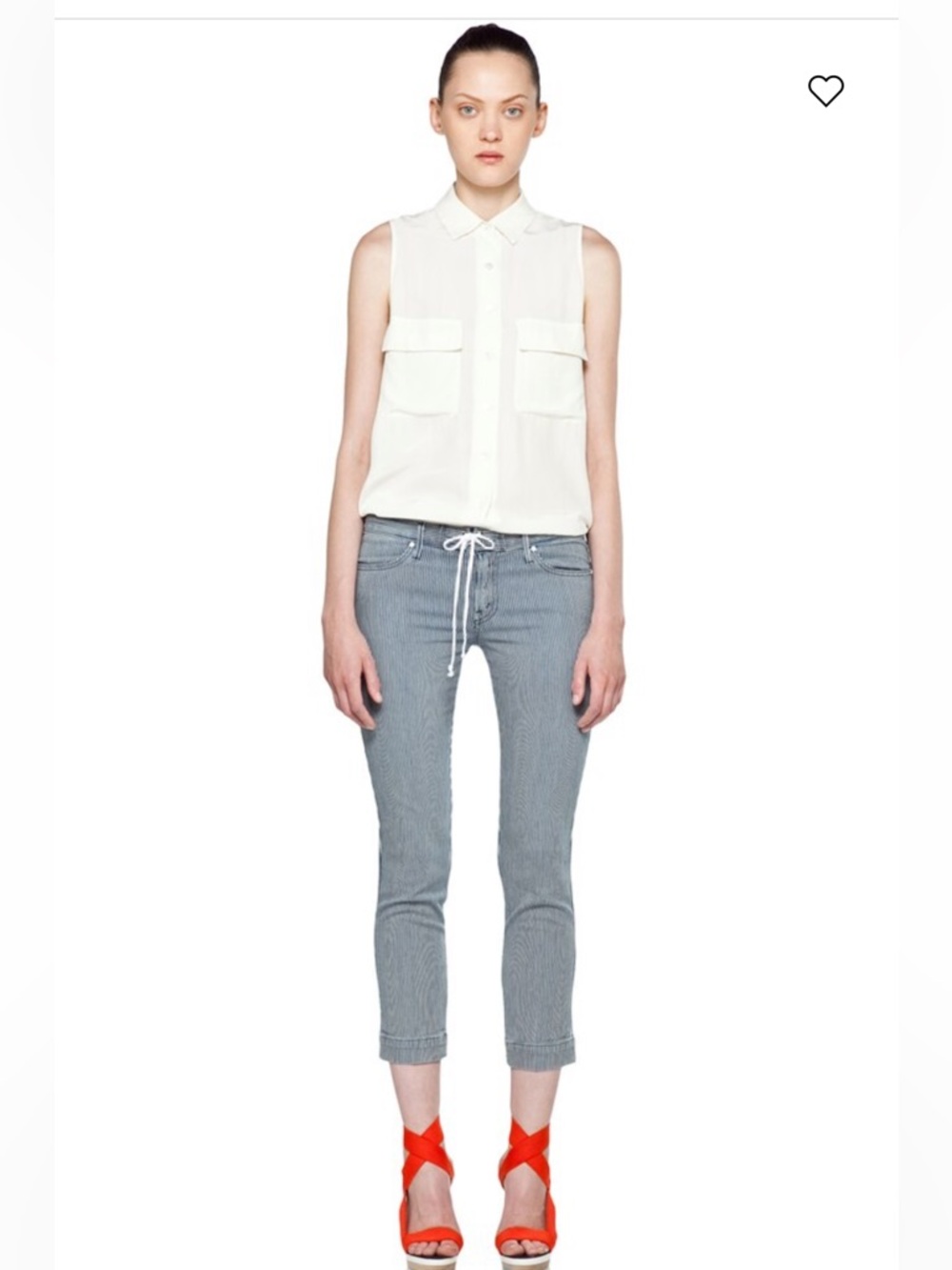 MOTHER Tie Me--Up Rascal Pinstripe Cropped Jeans - Picture 2 of 16